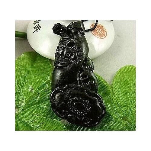 Black Green chalcedony as one wishes Amulet Pendant NO. 013