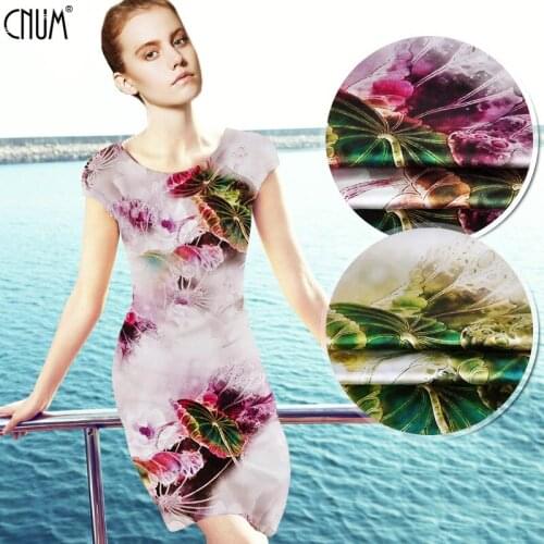 CNUM SP579 Pure Silk/Lotus in the Dream/Silk Fabric 93% Silk 7% Spandex Elastic/Width 1.20yd Thickness 19mm