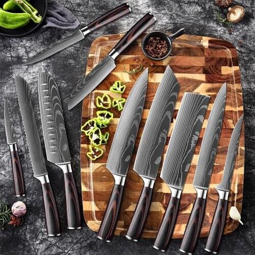 Damascus kitchen cooking knife Slicing knife Household meat cleaver Fish and vegetable knife Universal knife
