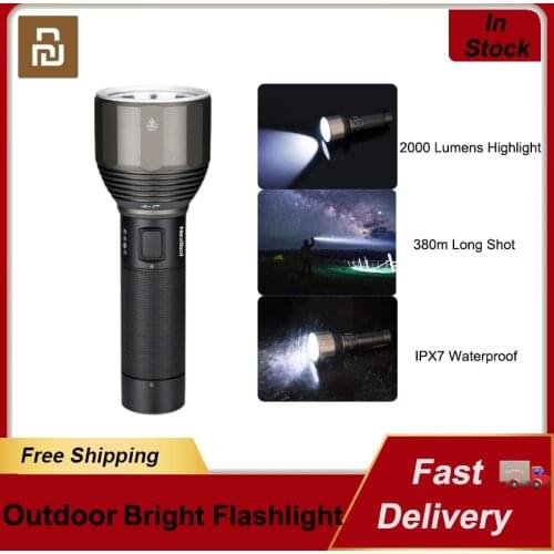 Youpin Flashlight 2000lm 380m Large Capacity Emergency Lamp Type-C Rechargeable 5Modes Torch Outdoor Picnic Camping LED Light