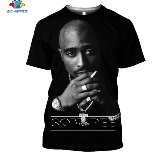 SONSPEE Hip Hop Rapper 2pac Tupac T Shirt Women Men 3D Print Star T-Shirts Short Sleeve Harajuku Streetwear Pullover Summer Top