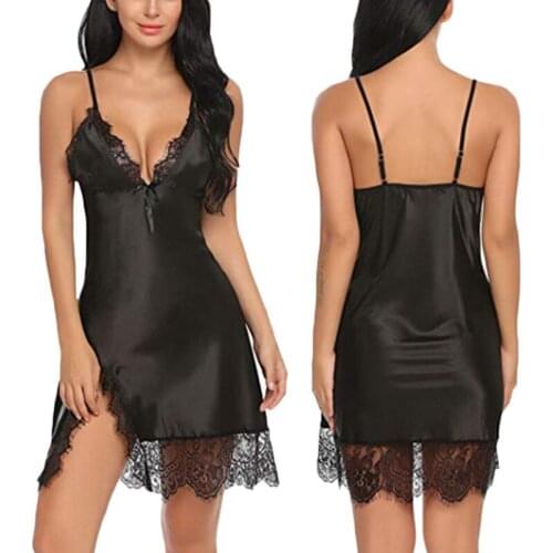 Women Exotic Apparel Lingerie Black Suspender Lace Nightdress Sexy Hot Costumes Underwear Babydoll Erotic Skirt S-XL