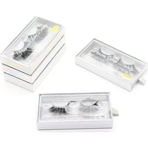 Hot Sell Sliver Glitter Transparent Eyelash Case Wholesale 25MM Mink Eyelashes Makeup Tools Custom Lashbox Packaging With Logo