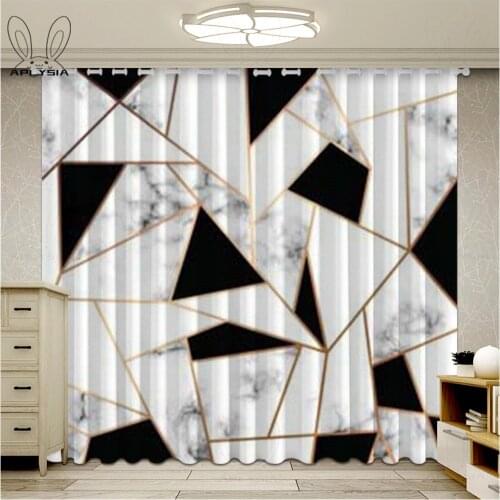 Marble Curtains for Living Room Bedroom Geometric Blackout Curtain Elegant Gold White Window Curtains Ultra-thin Micro Shading