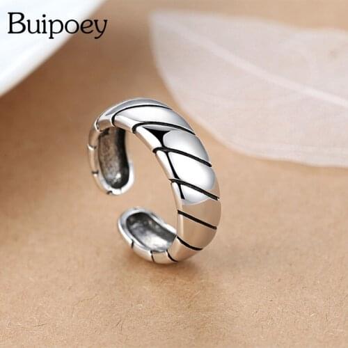 Buipoey Simple Retro Style Wide Ring Male Female Couples Wedding Opening Adjustable Charm Brand Pendant Jewelry Jewelry Gift