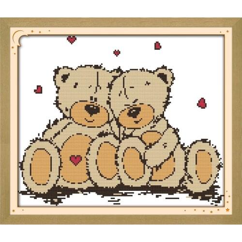 Sweet time cross stitch kit animal bear lovers Aida count 18ct 14ct 11ct print embroidery DIY handmade needlework supplies bag