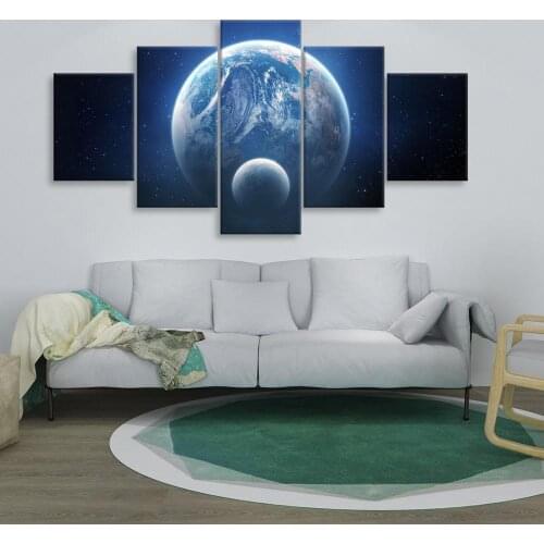 Wall Art Canvas Paintings HD Print Universe Galaxy Earth 5 Panel abstract Space Planet aurora Modular Picture Home Decor Posters