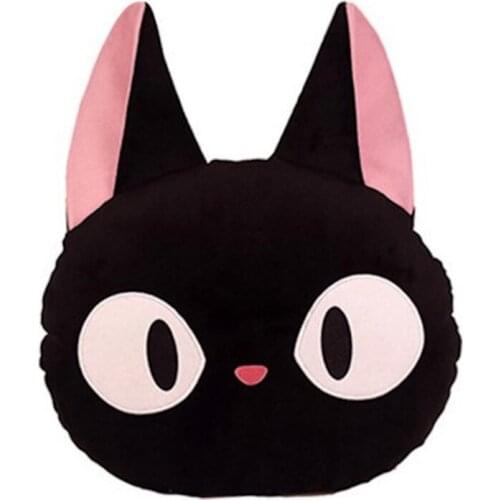 New Cute Anime Kikis Delivery Service Jiji Black Cat Face Pillow Cushion Plush Kids Stuffed Toys For Children Gifts