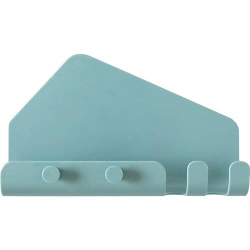 New Design Mobile Phone Wall Charging Holder Stand For Ipad Xiaomi Wardrobe Storage Bracket With 4 Hook Multi-Use Tools Blue