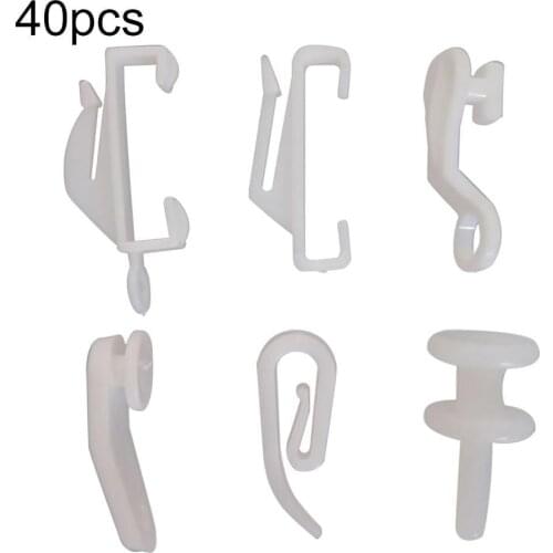 40Pcs Plastic Window Curtain Rod Slide Rail Track Glider Hooks Drape Pole Runner Loop Clip Hook Home Curtains Accessories