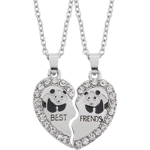 Latest Best Friend Choker Animal Panda Shape Inlaid Rhinestone Pendant Necklace Simple Fashion Jewelry 2021 Direct Sales