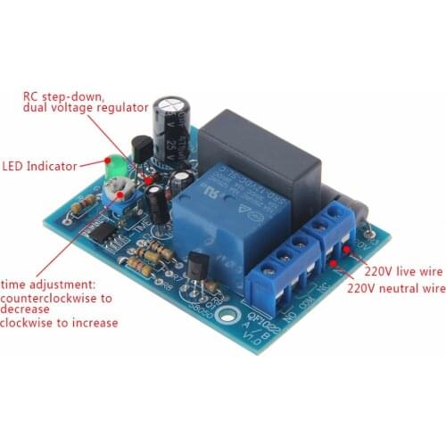 AC 220V Adjustable Timer Delay Switch Turn On/Off Time Relay Module Time Relays 5.8x4.3cm