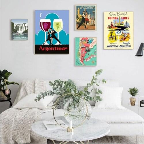 The Republic of Argentina Canvas Painting Vintage Travel Home Decoration Wall Kraft Posters Coated Wall Stickers