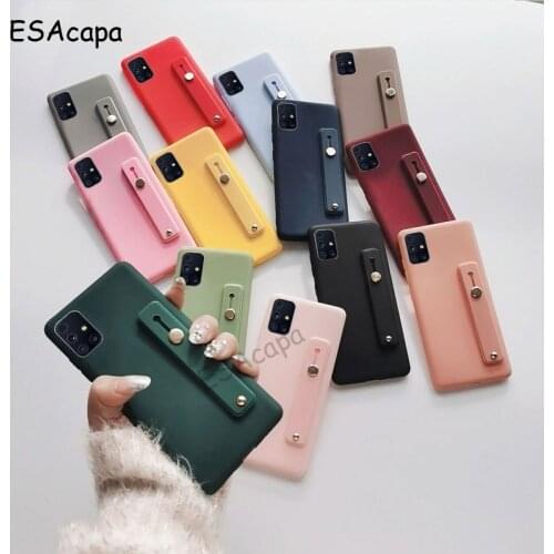 Wrist Strap Stand Holder Silicone Phone Case For Samsung Galaxy M31S M317F-DSN Cases Candy Color Hand Hold Matte Soft Back Cover