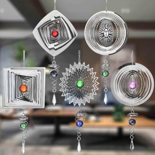 Wind Spinner Stainless Wind Spinner Garden Christmas Decoration Hanging Ornament Outdoor Garden Hanging Decor Swivel Wind Chimes