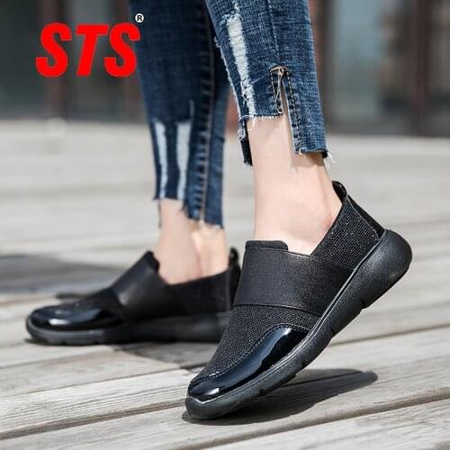 STS Womens Casual Flats Shoes Fashion Sport Shoe Breathable Light Ladies Walking Running Gym Sneakers Female Plus Size