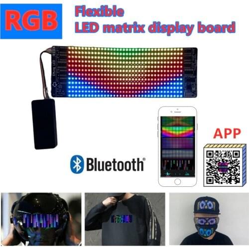 LED Full-Color Flexible Matrix Display board, 12*36RGB Advertising Screen, Bluetooth APP Mobile Phone Editing Light Up Face mask