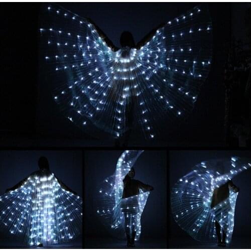 Belly Dance Props Bar LED Glowing Angel Wings Lighting Props Butterfly Wings Glowing Colorful Cloak Halloween Show