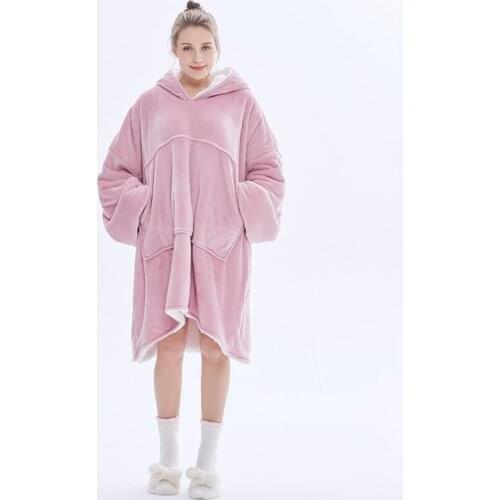 Outdoor Comfy Hooded Sweatshirt Hoodie Blanket Warm Coats Thick Fleece TV Blanket Weighted Pullover For Men And Women Blanket