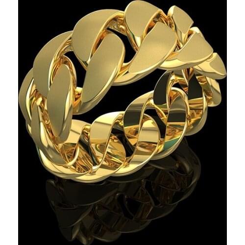 Vintage Gold Color Chain Rings Classic Link Twisted Geometric Finger Rings Couple Jewelry For Women Men Party Accessories Gift