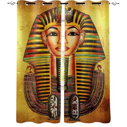 Pharaoh Egyptian Art Retro Style Yellow Window Curtains Living Room Bedroom Kitchen Curtain For Children Drapes Window Treatment