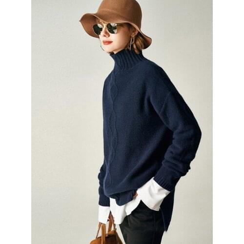 Women Free Warm Cashmere Turtleneck Twisted Pullover Female Loose Thick Lazy Knitted Outwear Tops New Fashion Autumn Winter