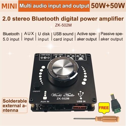 ZK-502M MINI Bluetooth 5.0 scheda amplificatore Audio di potenza 50WX2 amplificatore Stereo amplificatore Home Theater AUX USB