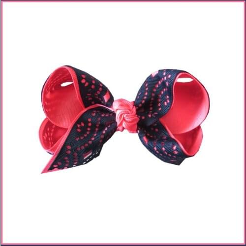 100 BLESSING Girl 4.5" Two Tone Carving ABC Bow Clip Hairbow Baby Grosgrain