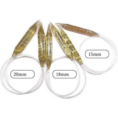 15mm 18mm 20mm 3Size /set Crochet Hooks Crystal acrylic Circular wood Knitting Needles Set Double Pointed Yarn needles