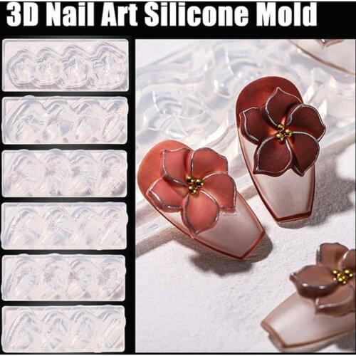 3D Nail Silicone Mold Nail Art Mold Flower Bow Carved Nails Template UV Gel Polish Stamper Women Girls DIY Manicure Decoration