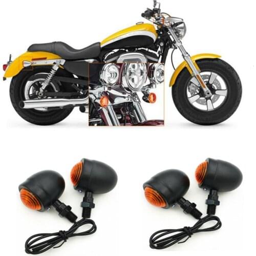 4pcs Black Bullet Motorcycle Turn Signal Indicator Lamp Light Moto Blinker Light For Harley Honda Fatboy Chopper Bobber Suzuki
