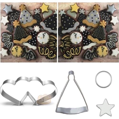 4pcs patisserie reposteria Hat Heart Metal Cookie Cutter Moldes Fondant Cake Decor Tool Biscuit Chocolate Cupcake Toppers Mould
