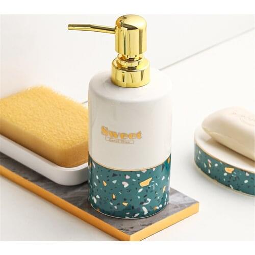 400ml Ceramic Soap Dispenser Bathroom Hair Conditioner Hand Washing Shampoo Bottles Simple Bath Empty Refill Press Sub-bottle