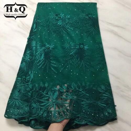 Africa lace fabric French Embroider tulle lace Nigeria net lace with Beads and Stone high quality for Wedding dress 5 yards/pcs