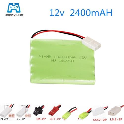 Hobby Hub 12V 2400mah rechargeable battery for RC car boat guns truck tank 12 v nimh AA remote control electric toys battery