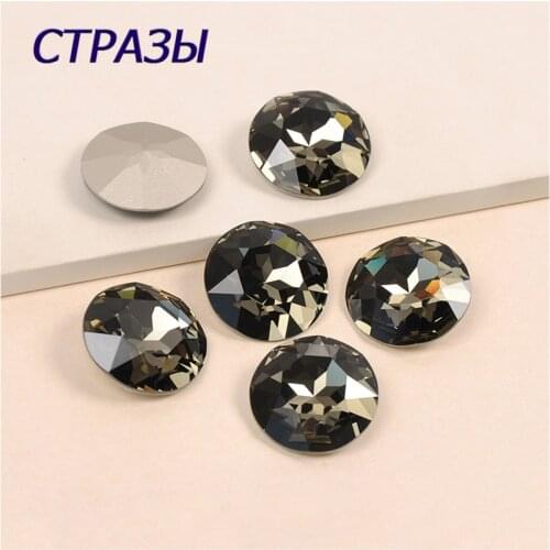 Big Round Crystal Black Diamond Rhinestone Applique FlatBack Crystal Gems Large Glass Stones DIY Scrapbook Beads
