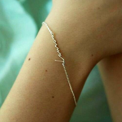 Personalized Bracelet Femme Gold Color Stainless Steel Bracelets On Hand Custom Name Pulseras Mujer Birthday Gift