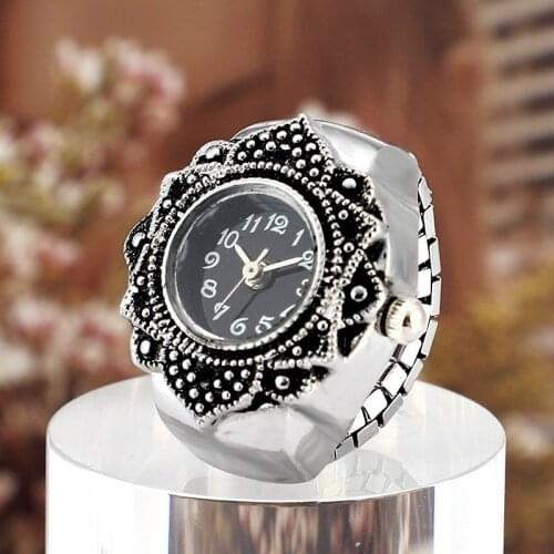 1PCS Silver Color Ring Watch for Women Men Lady Finger Ring Watch Unique Design Ring Watch