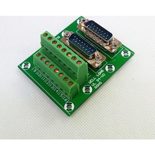 D-SUB DB15 Double Male Header Breakout Board, Terminal Block, Connector