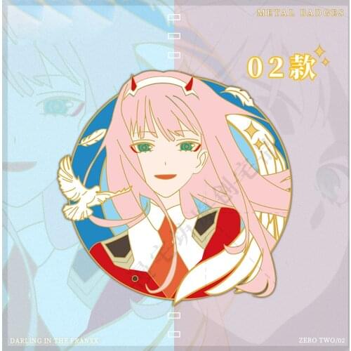 DARLING in the FRANXX Zero Two 02 Metal Badge Button Brooch Pins Anime Collection Medal Costume Souvenir Cosplay Xmas Gifts