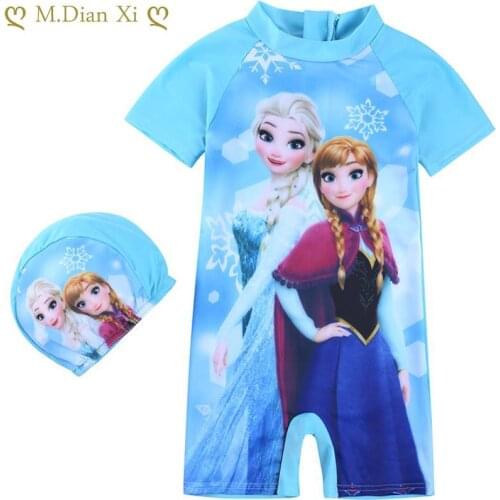 Childrens Cute Cartoon Design Swimsuit Set Girl Princess Elsa Boy Girl Swimwear Outer Wear Beachwear