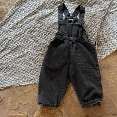 2021 New Stlye Girls Boys Denim Overalls Autumn Cotton Fashion Kids Pants 1-7t CO896