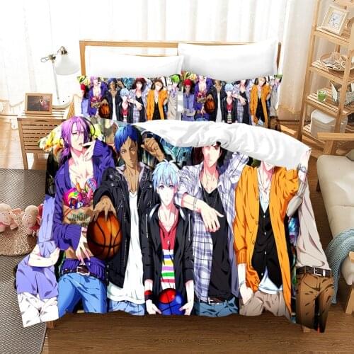 3D Kurokos Basketball Bedding Set Anime Bed Linen Kuroko Tetsuya Duvet Cover Set Pillowcase For Boys Bedclothes Decor Home