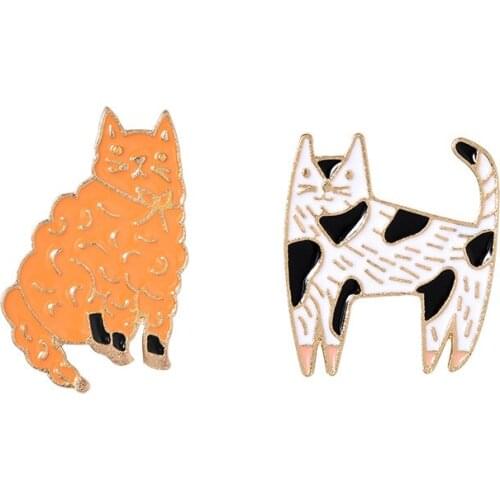 Cute Cats Enamel Pins Custom Black White Orange Cats Brooch Lapel Pin Shirt Bag Kitten Badge Cute Animal Jewelry Gift Friends