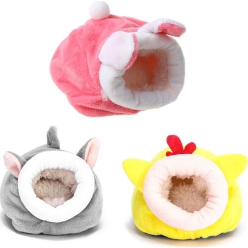 Cute Cartoon Mouse Guinea Pig Bed Pet Sleeping House Warm Hamster Dog Kitten Nest Soft Mini Small Animals Bedroom