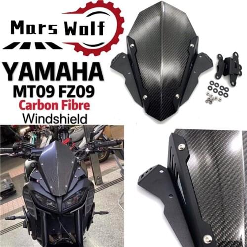 Motorcycle Carbon Fibre Windshield Visor Viser Deflector WindScreen Fits For YAMAHA MT09 FZ09 MT-09 FZ-09 2017 2018 2019 2020