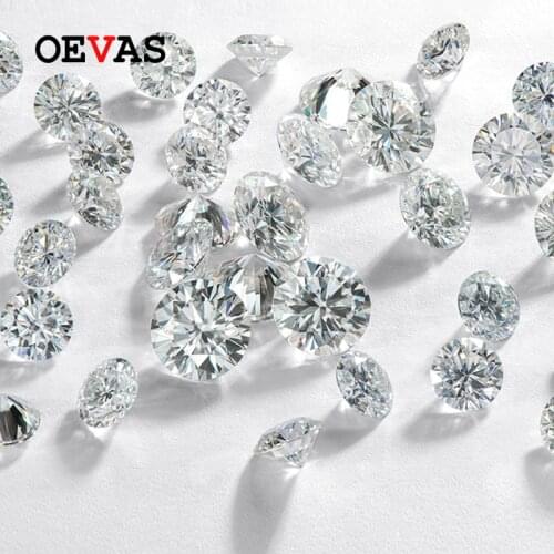 OEVAS Sparkling Real D Color 2 Carats 8mm Moissanite For Rings Earrings Pendant Bracelet Wholseale With Certificate DIY Jewelry