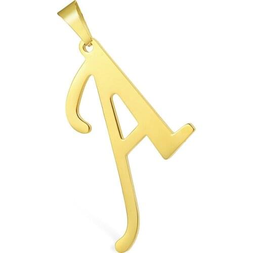 Mens Womens Letter Pendant Unisex Fashion Gold Color Smooth Stainless Steel Charm Jewelry Gifts LKP420