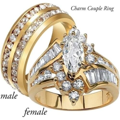 Couple Ring Gold Plated Irregular Horse Eye Shape Ring Mens and Womens Wedding Engagement Ring Fashion Romantic Love Jewelry