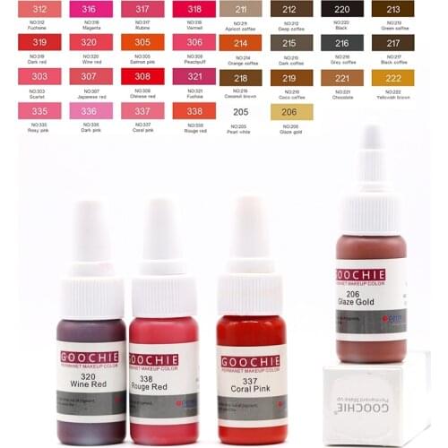 New GOOCHIE Microblading pigment Permanent Makeup eyebrow Pigment 33 color tattoo ink eyebrow lip pigment for tattoo machine ink